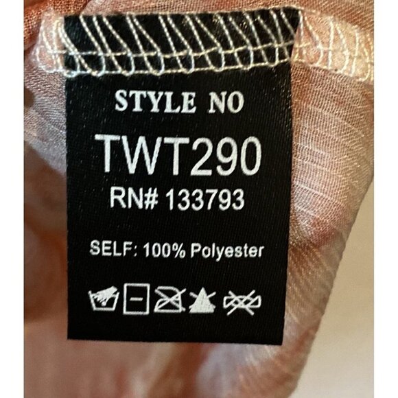 POL Top Womens Large Ruffle Collar Hand Dipped Dye Sheer Red Peasant Boho - Picture 6 of 8